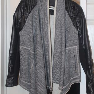 Small black and grey leather cardigan